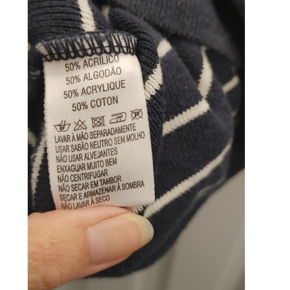 Vintage Lacoste Crop Top Striped Blue White Nautical Sz 44 10-12 Women Large - Picture 5 of 5